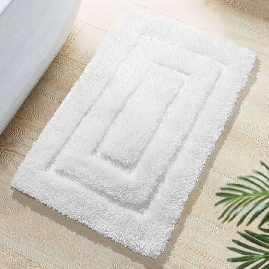 RORA White Bathroom Rugs Non Slip Small Bath Mat for Bathroom Fluffy Plush Bath Rug Machine Washa... | Amazon (US)