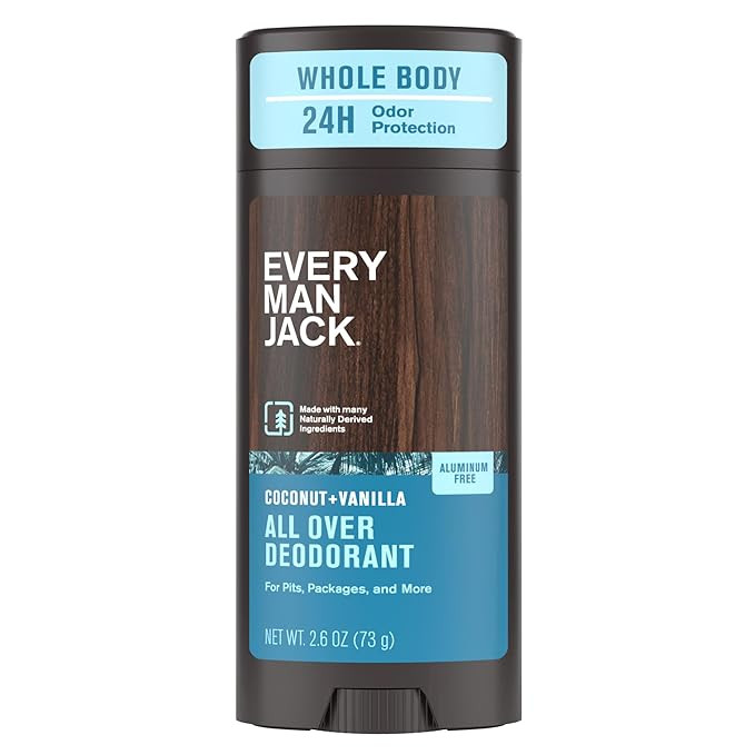 Every Man Jack All Over Deodorant - 24 Hour Whole Body Odor Protection - Aluminum Free - Coconut ... | Amazon (US)