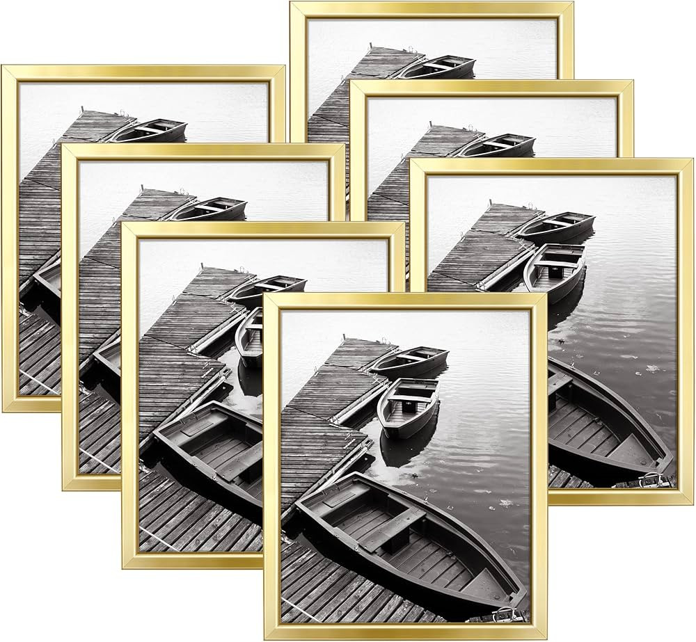 Giverny 8x10 Picture Frames Set of 7, Gold Photo Frames for Wall or Tabletop Display, Simple Design  | Amazon (US)