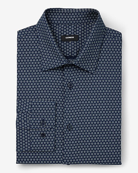 Slim Mini Dot Geo Print Stretch 1MX Dress Shirt | Express