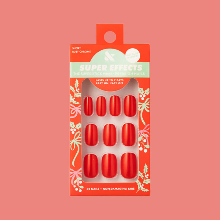 Ruby Chrome | Short | Squoval - Tab Press-On | Olive & June