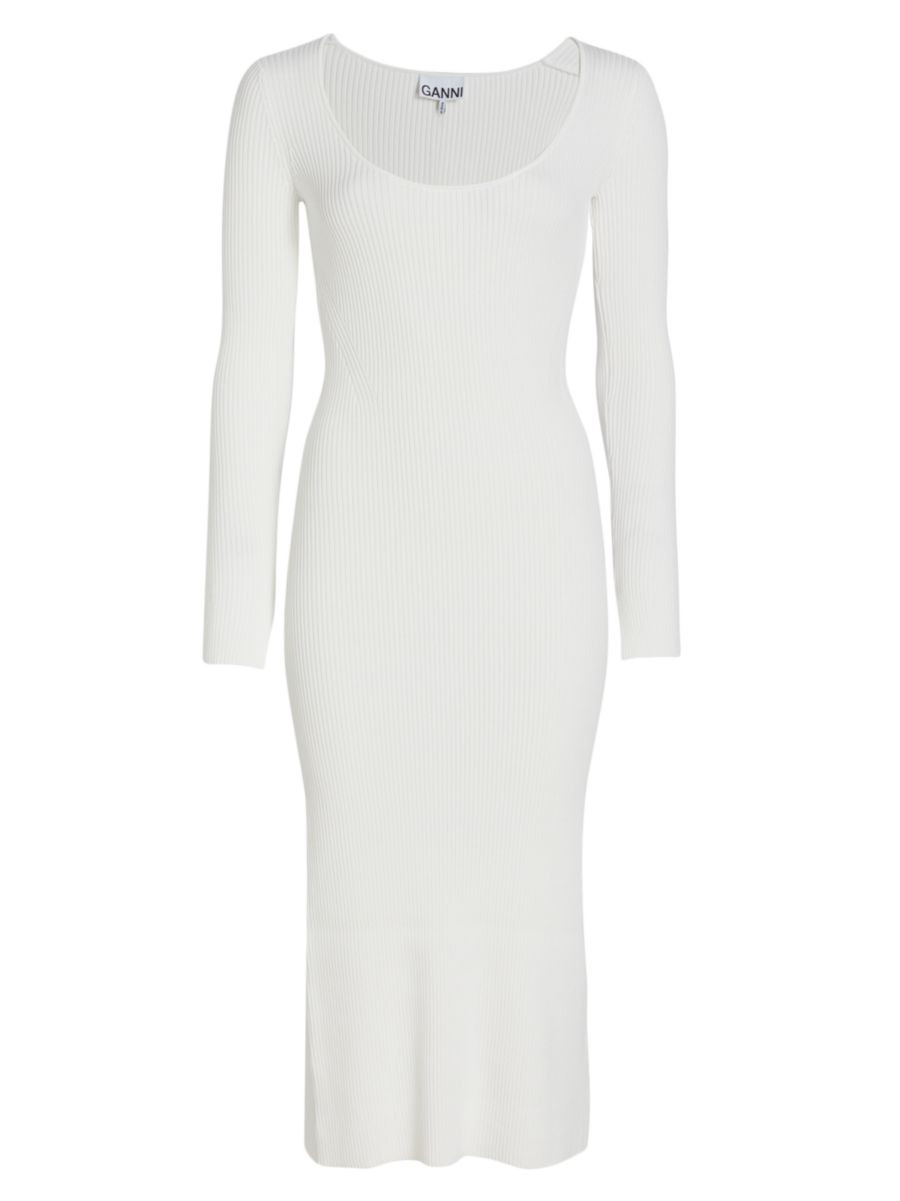 GANNI Rib-Knit Scoopneck Midi-Dress | Saks Fifth Avenue