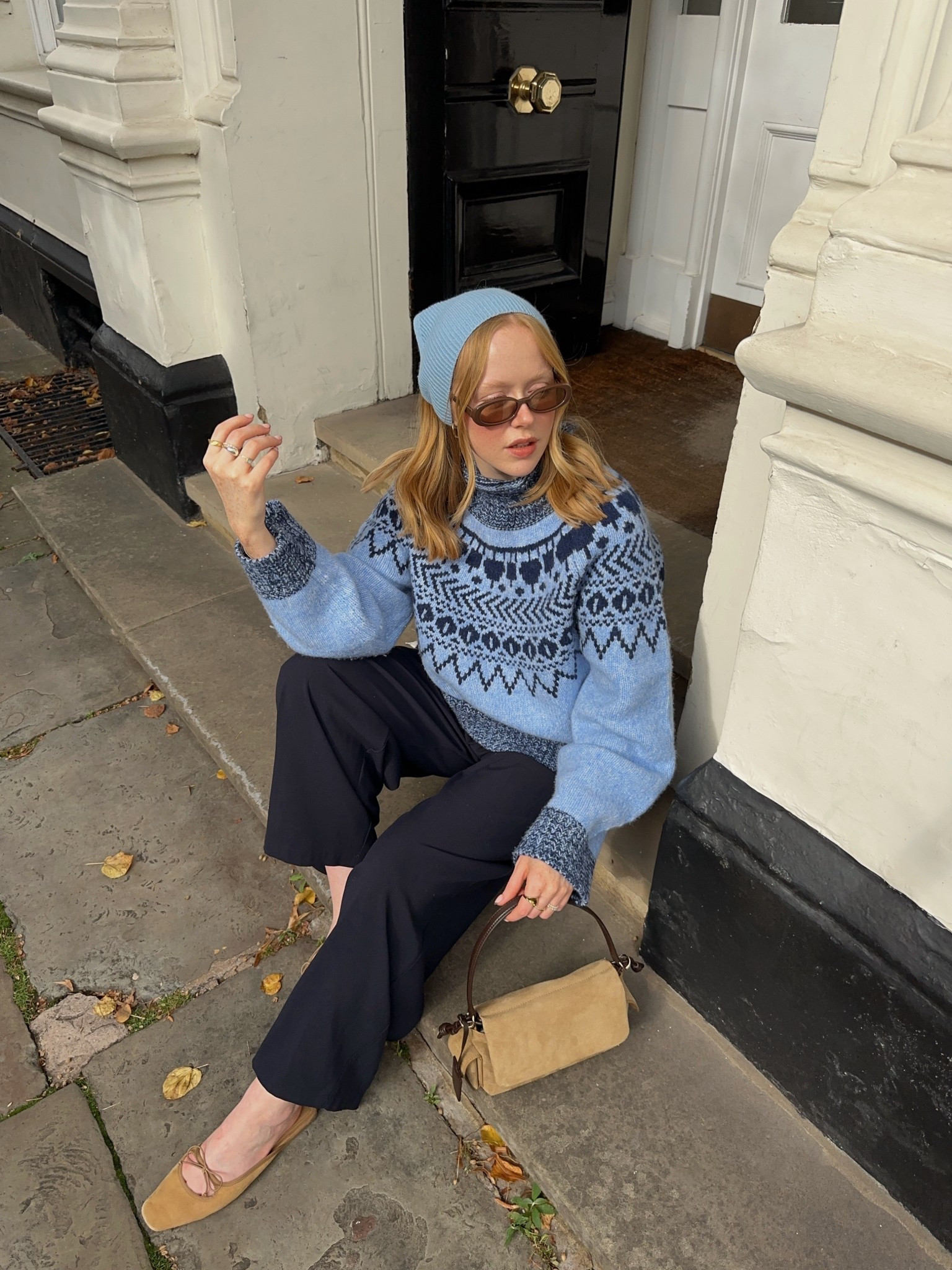 Blue Jumper, Fairisle Jumper, Knitwear, Barrel Leg Trousers, Cosy  

#LTKwinter #LTKuk #LTKautumn