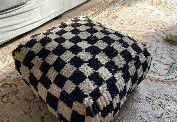 Moroccan Checkered Pouf - Etsy | Etsy (US)