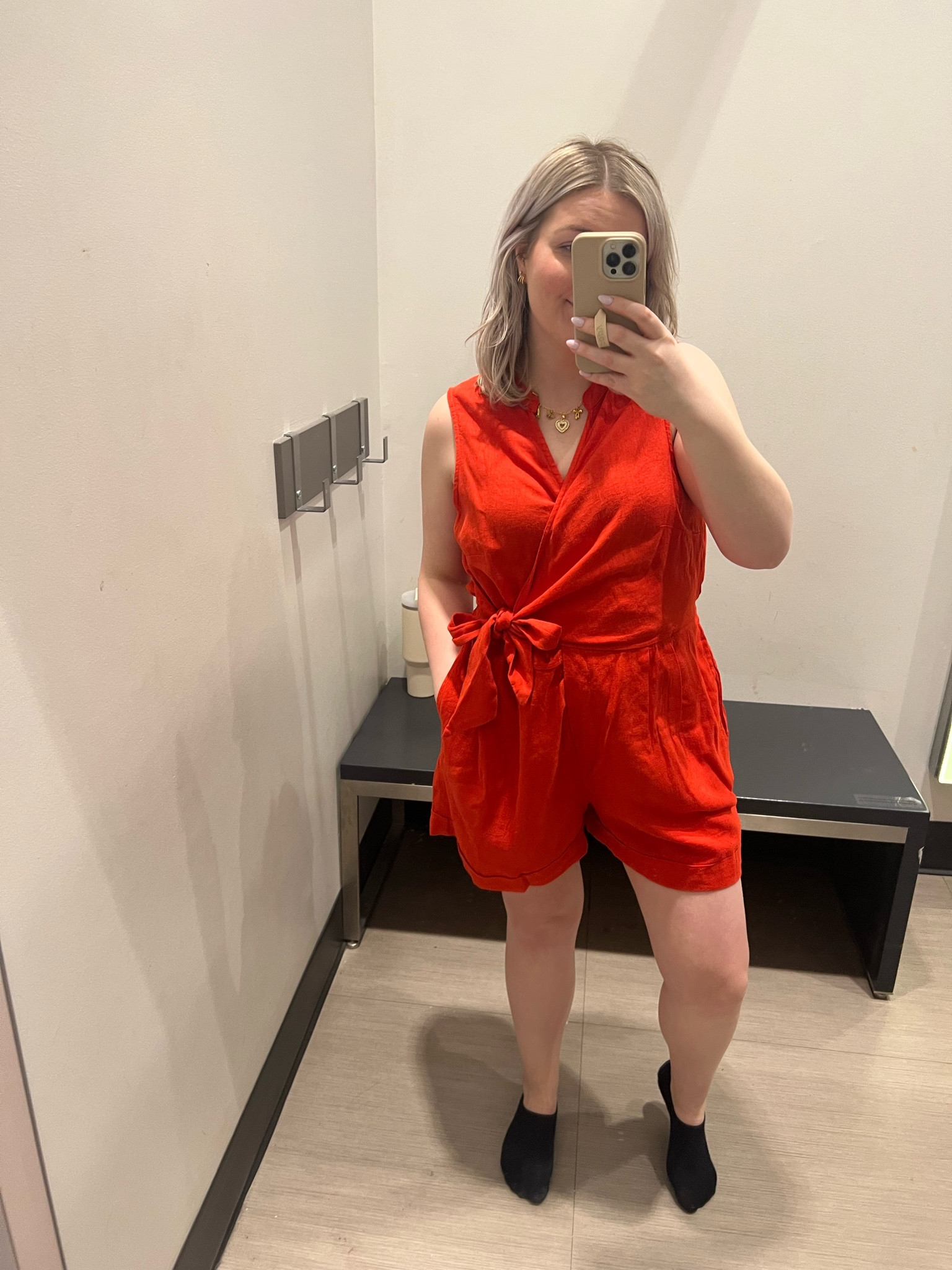 wearing a size L but it was very roomy! size down 1 size