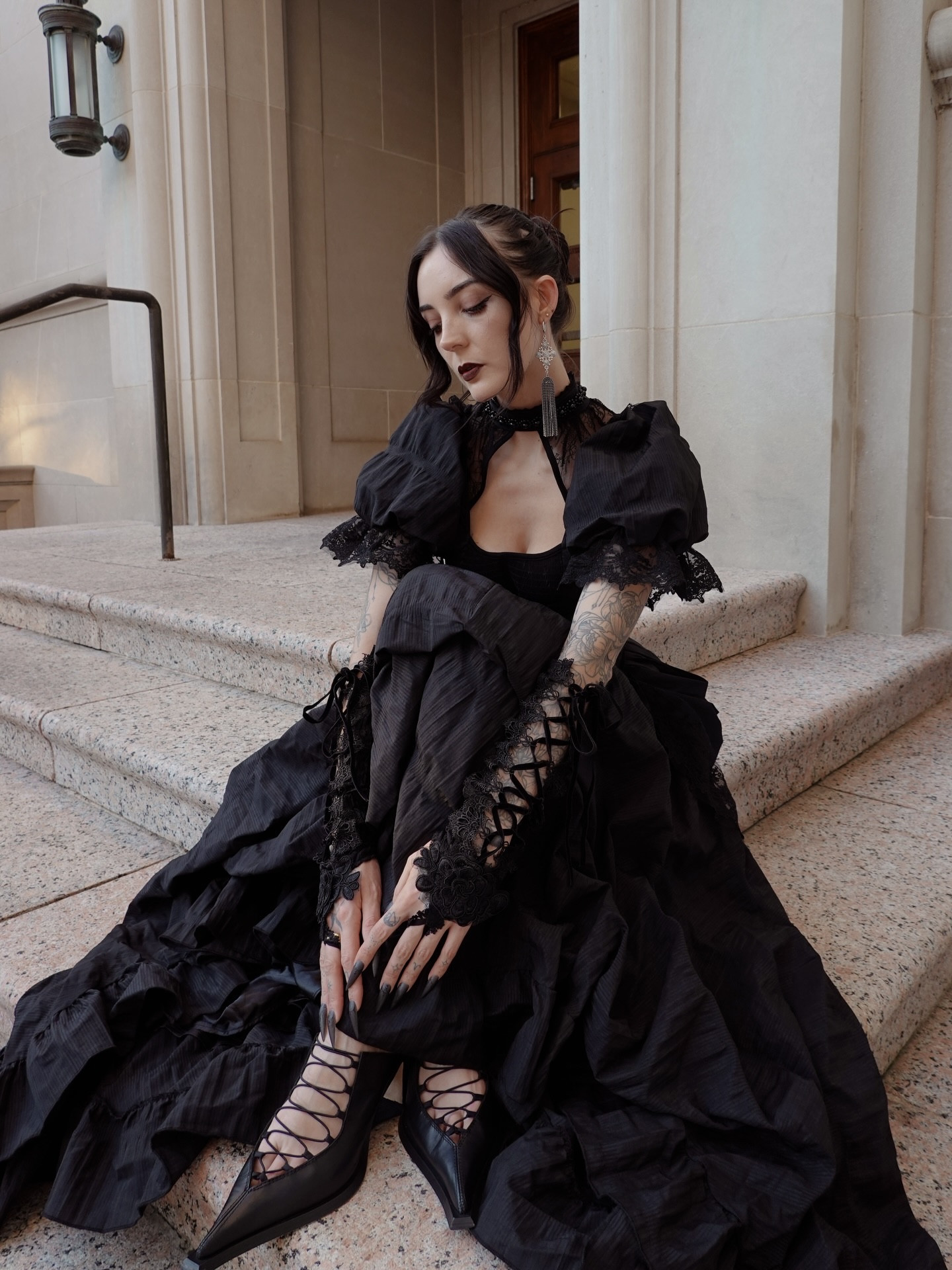we survive purely out of spite🖤⚰️ @devilnightuk 

shoes @miista 
earrings @regalrose  dc: AUSSIEDOMXO 
caption credit to the terrifying @sammitery 

.
.
.
.
.
Victorian goth fashion, gothic Victorian style, dark romantic fashion, Victorian mourning fashion, romantic goth aesthetic, gothic corset style, historical gothic fashion, dark feminine style, Victorian inspired goth, gothic elegance

#VictorianGoth #GothicFashion #DarkRomantic #DarkFeminine