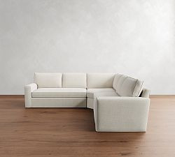 Pearce Square Arm Slipcovered 3-Piece L-Shaped Wedge Sectional (118"–126.5") | Pottery Barn (US)