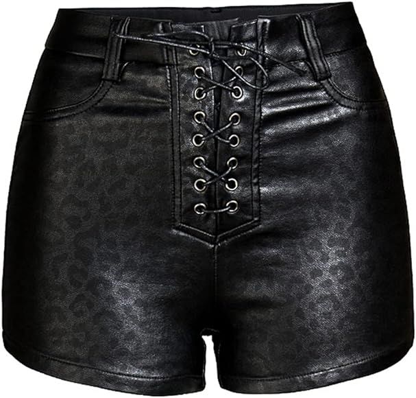 High Waisted Leather Shorts - Stretchy With Drawstring | Amazon (US)