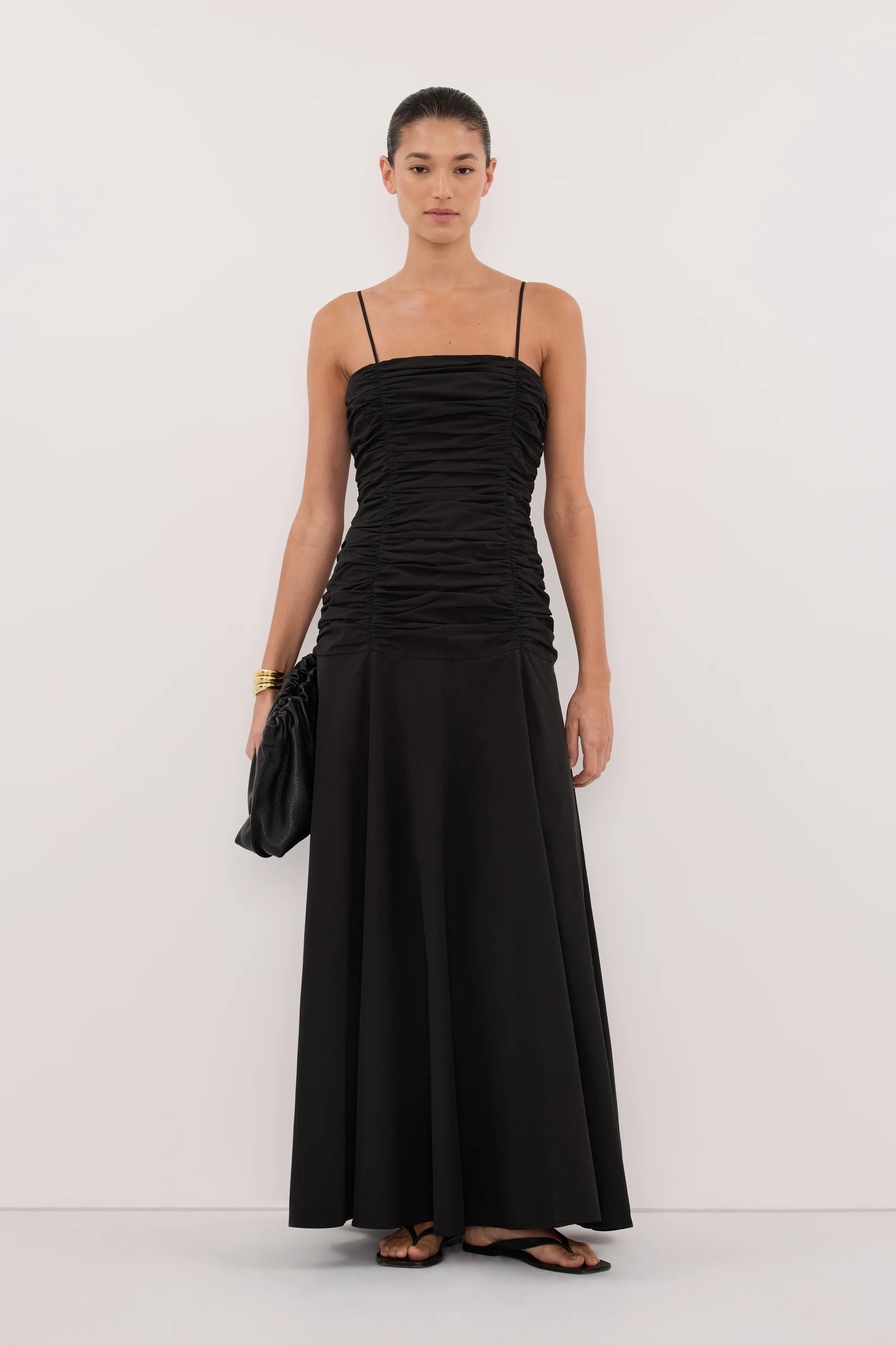 CARA BLACK SLEEVELESS COTTON MIDI DRESS | DISSH