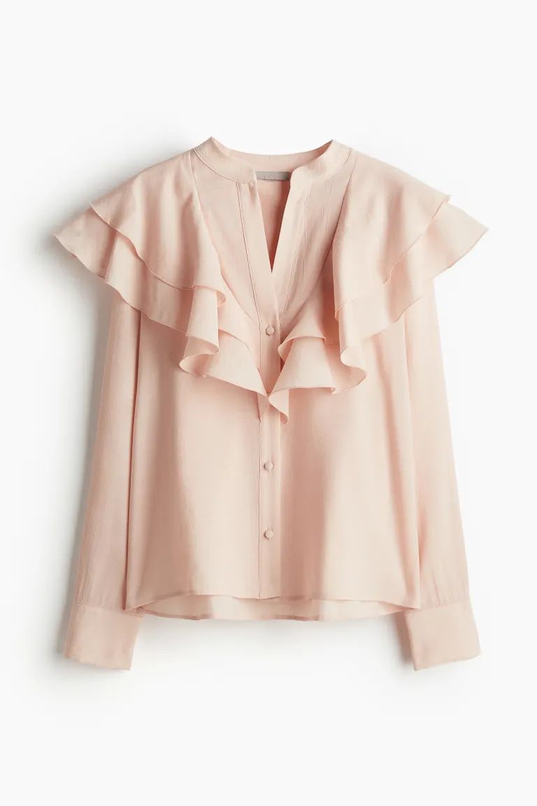 Flounce-trimmed blouse | H&M (UK, MY, IN, SG, PH, TW, HK)