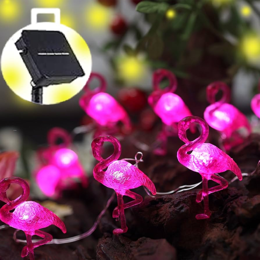 Outdoor Solar Lights for Outside Pink Flamingo Garden Decor 14ft 40LED Solar Power Fairy Lights W... | Amazon (CA)