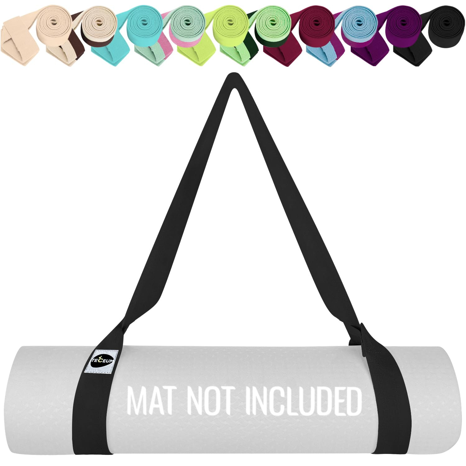 TECEUM Yoga Mat Strap – 30+ Colors – Adjustable Mat Holder Sling Carrier for All Mats [Mat No... | Amazon (US)