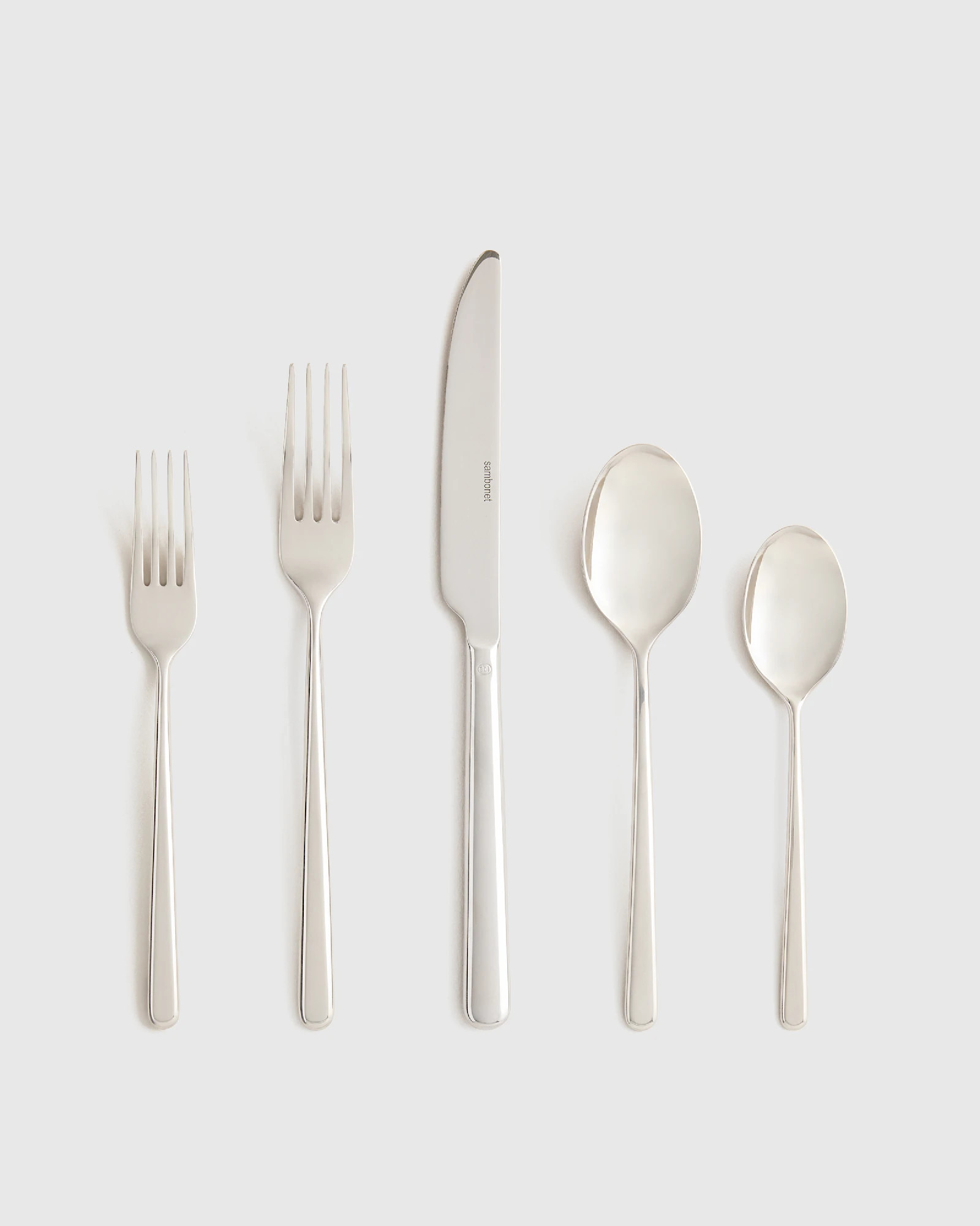 Gia Minimalist 20 Piece Flatware Set in Polished Stainless Steel | Quince