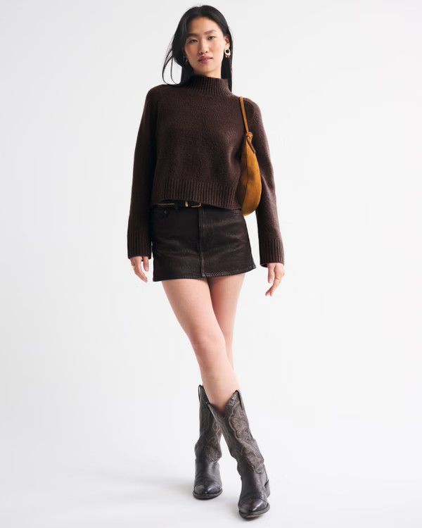 Women's Easy Mockneck Sweater | Women's Tops | Abercrombie.com | Abercrombie & Fitch (US)