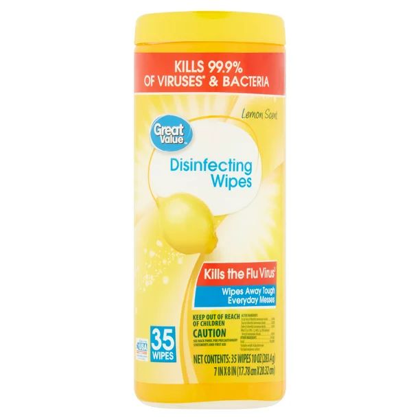 Great Value Lemon Scent Disinfecting Wipes, 35 count - Walmart.com | Walmart (US)