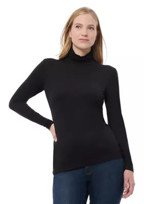 JONES NEW YORK Women's Long Sleeve Jersey Turtleneck Top, Black, XS | Belk