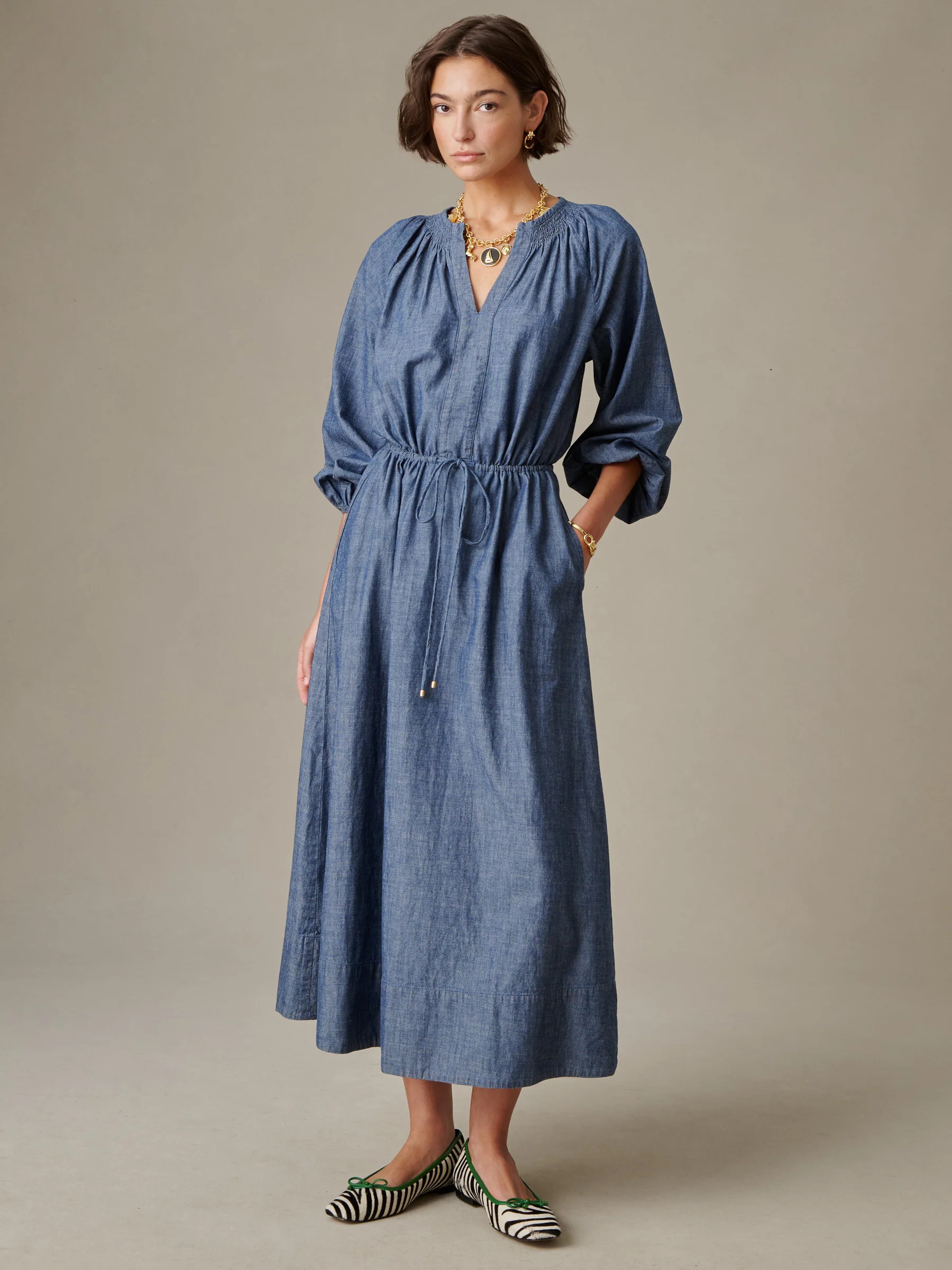 Denim Solid Winslet Chambray Dress | Women's Dresses | J.McLaughlin | J.McLaughlin