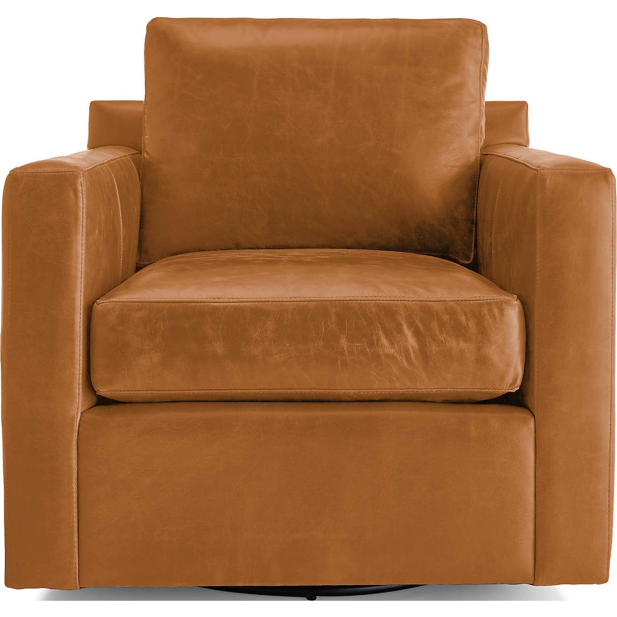 Barrett Leather Track Arm Swivel Chair + Reviews | Crate and Barrel | Crate & Barrel