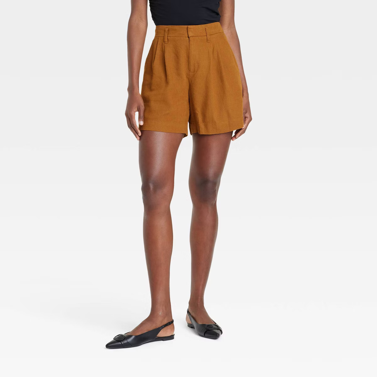 Women's High-Rise Linen Pleat Front Shorts - A New Day™ | Target