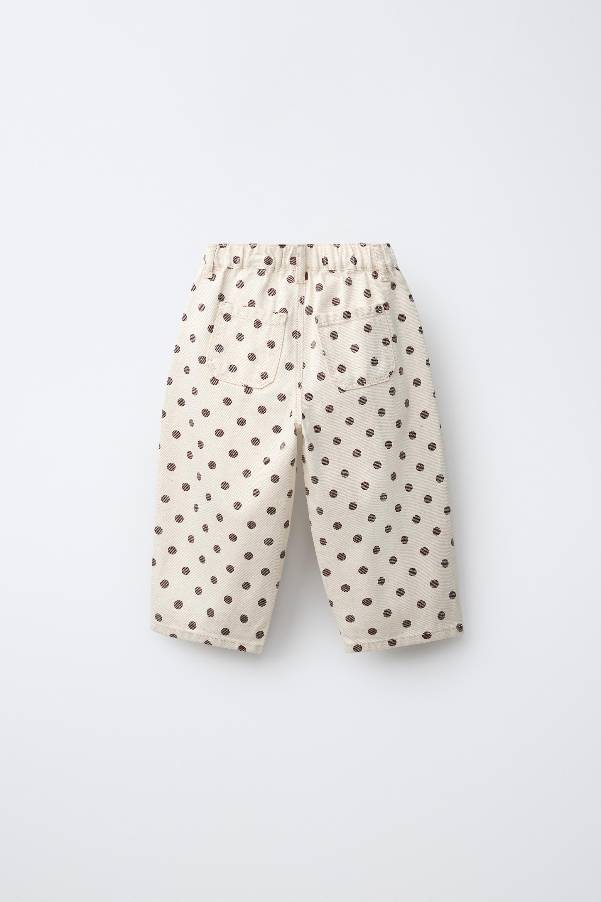 POLKA DOT BARREL TWILL PANTS | Zara US