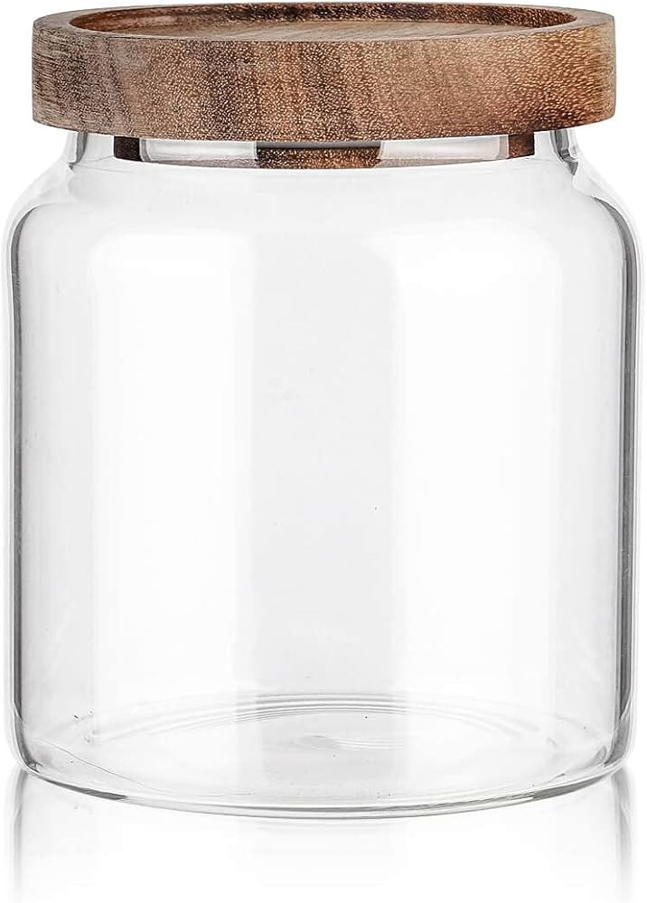 Labina Glass Storage Container Airtight Food Jars Kitchen Canister with Wood Lids, 20 Oz Wide Mou... | Amazon (US)