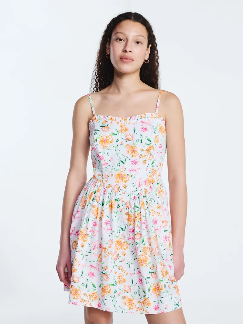 Free Assembly Women's Cotton Corset Mini Dress, Sizes XS-XXL | Walmart (US)