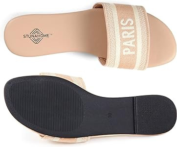 Womens Flat Sandals Braided Fashion Open Toe Woven Slip On Slides Casual Beach Sandals Slippers f... | Amazon (US)