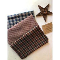 3 Blue & Wine Plaid Homespun Fat Quarters 100% Cotton | Etsy (US)