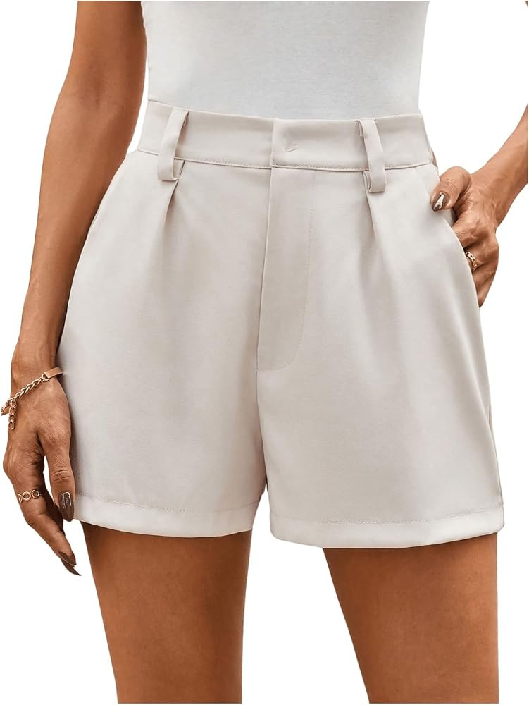 Milumia Women's Casual High Waist Summer Shorts Dressy Work Shorts with Pocket | Amazon (US)