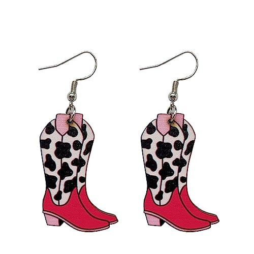 Cowboy boots earrings for Women Cow Print Cowboy Hat Earrings Cowgirl Western Earring for Women Cute Western Cowgirl Earrings for Valentine's Day Women Jewelry Gifts (roseo) | Amazon (US)