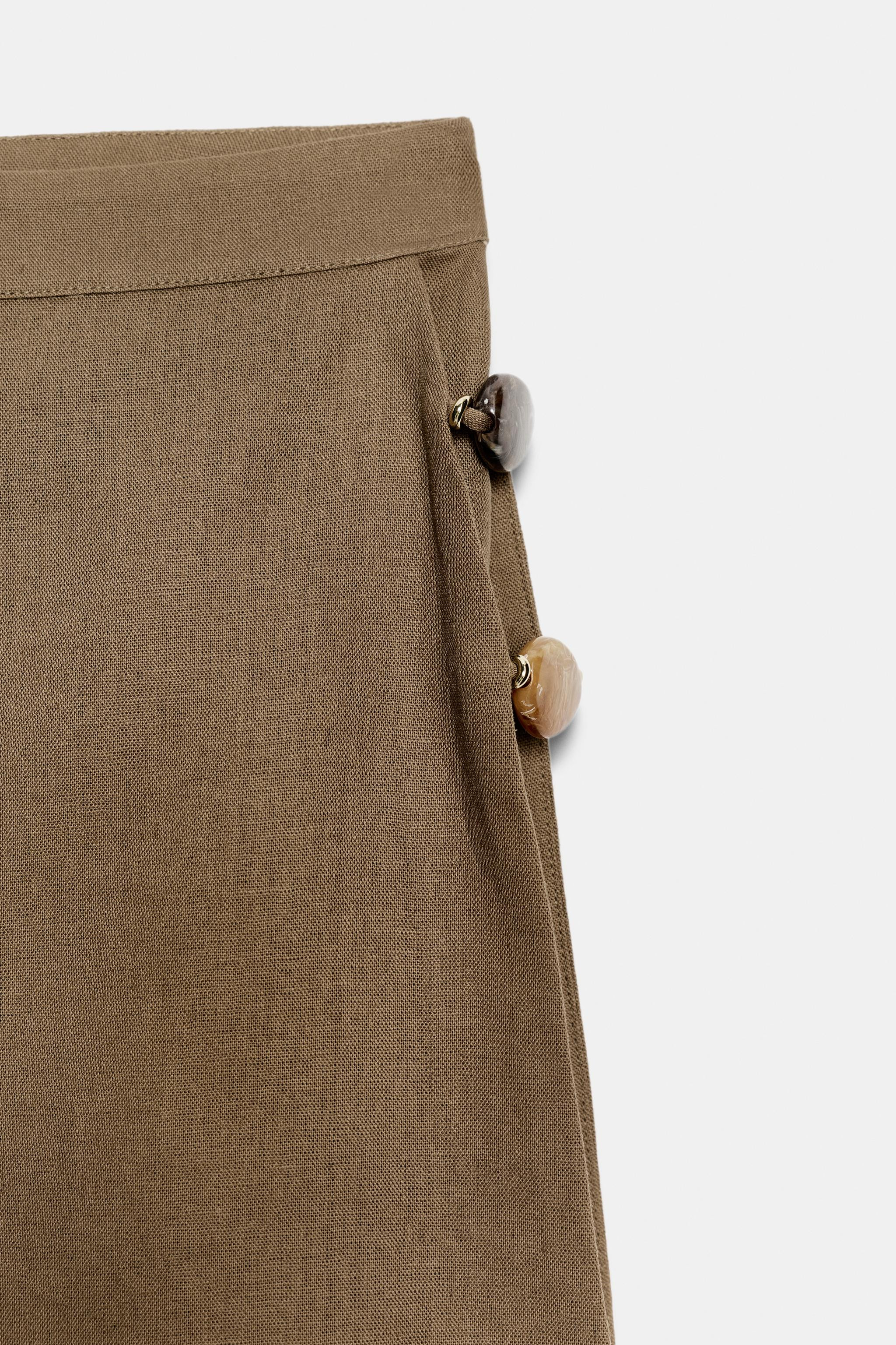 LINEN BLEND SKORT WITH BEADING | Zara UK