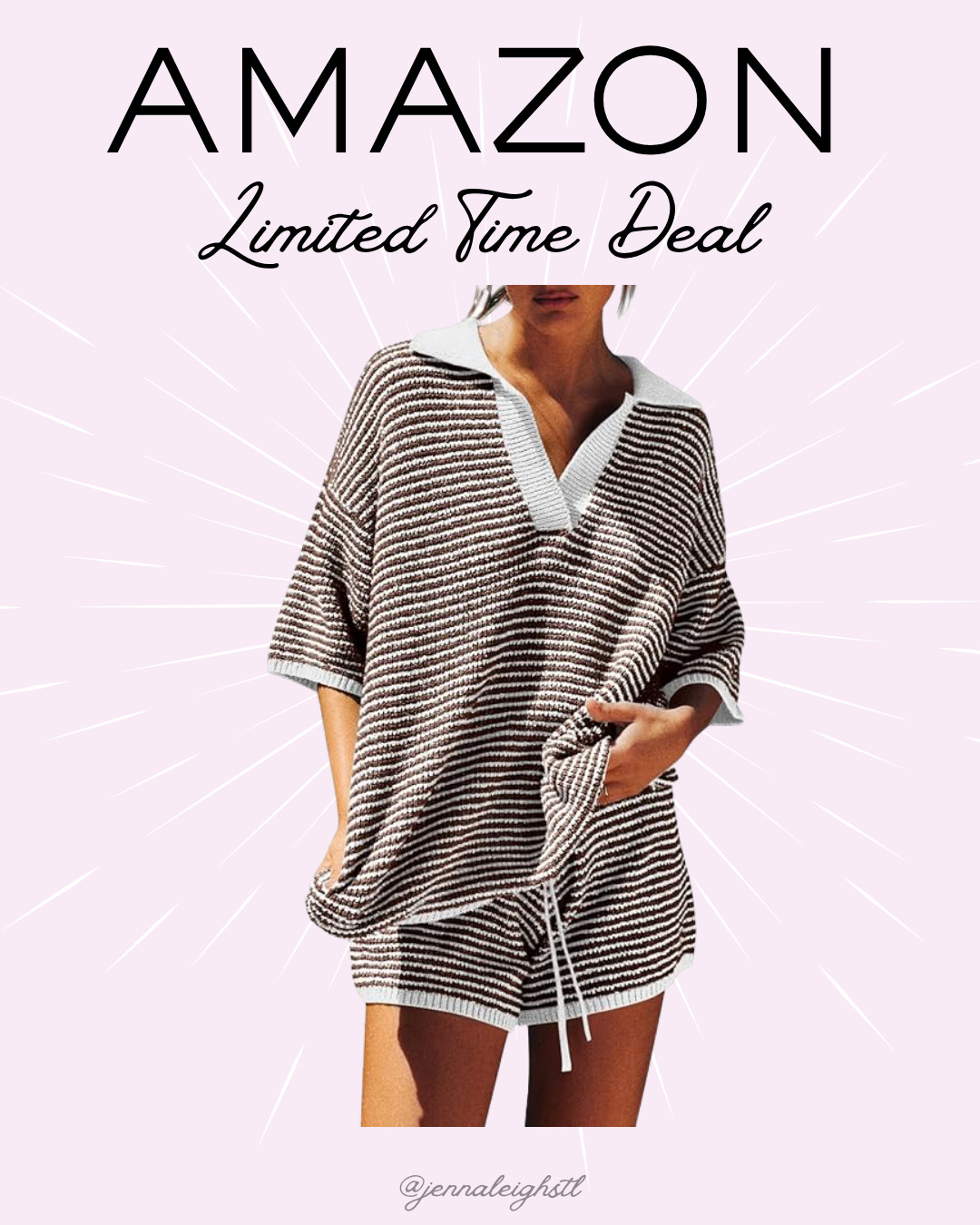 Amazon limited time deal save 40% on this oversized knit 2 piece sweater set. This look screams beach vacation and is the perfect comfy set to throw on for travel or summer nights. 

 #LTKSeasonal #LTKSaleAlert #LTKMidsize