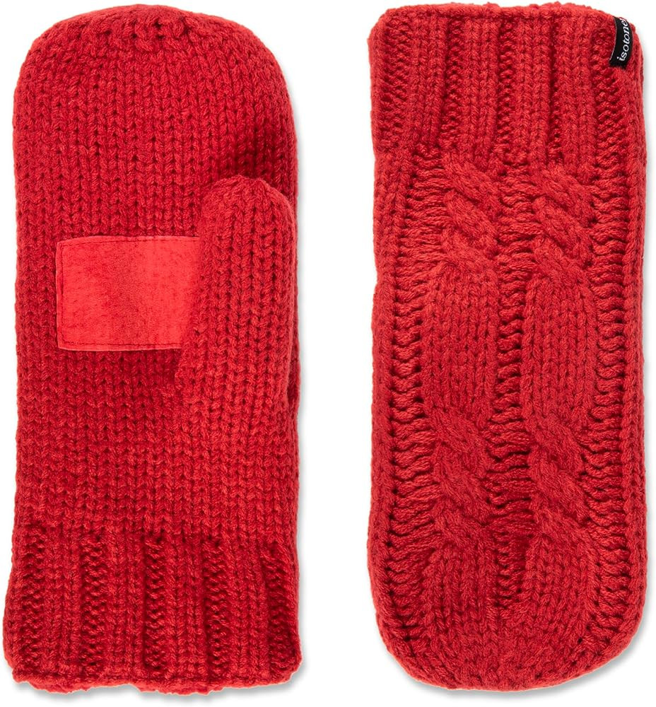 Isotoner Women’s Chunky Cable Knit Cold Weather Mittens with Warm, Soft Lining | Amazon (US)