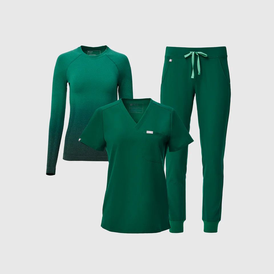 The Hunter Green Underscrub Layering Kit | FIGS