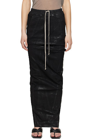 Rick Owens DRKSHDW - Black Pull On Pillar Denim Maxi Skirt | SSENSE
