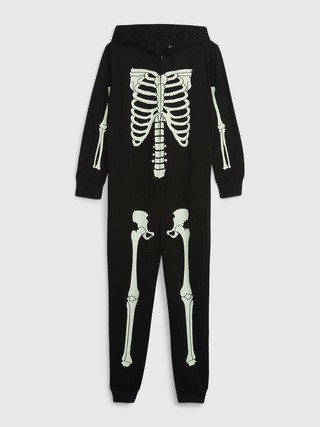 Kids 100% Recycled Glow-in-the-Dark Skeleton PJ One-Piece | Gap (US)