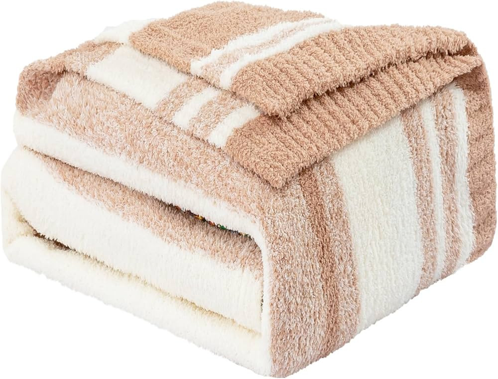 Mokoya Ultra Soft Stripe Throw Blanket 50"x70", Fluffy Cozy Knit Throw Blanket, Modern Lightweigh... | Amazon (US)