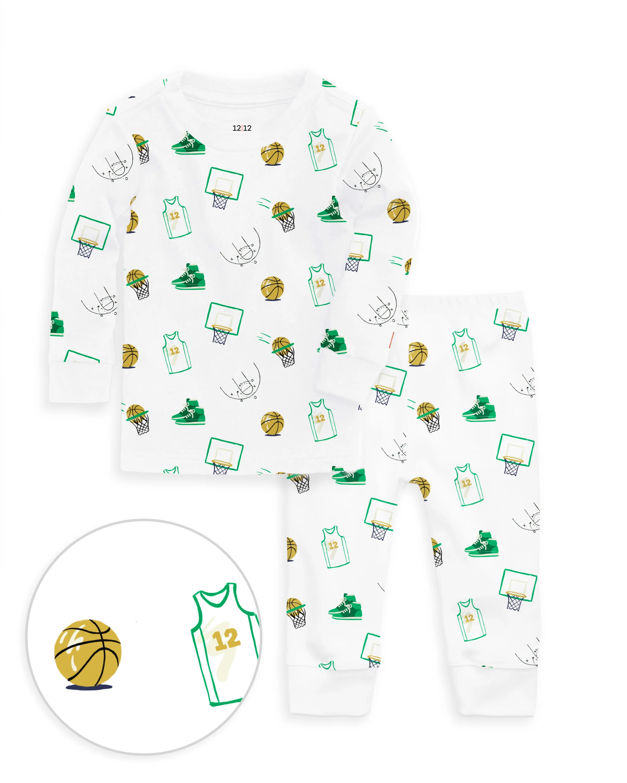 The Organic Long Sleeve Pajama Set [Hoops] | 1212