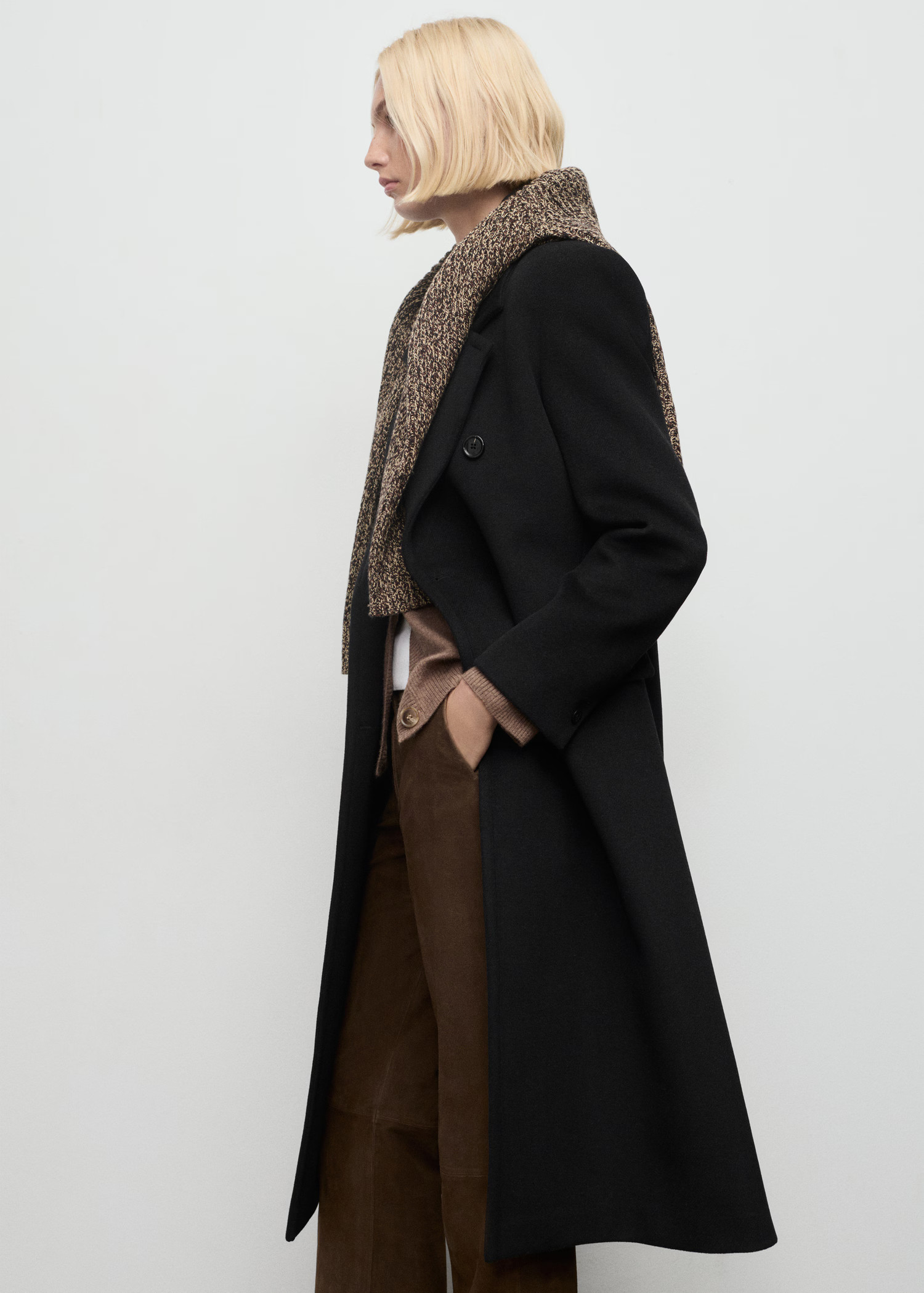 Double-breasted wool coat - Women | MANGO United Kingdom | MANGO (UK)