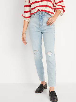 Higher High-Waisted O.G. Straight Ripped Cut-Off Jeans for Women | Old Navy (US)