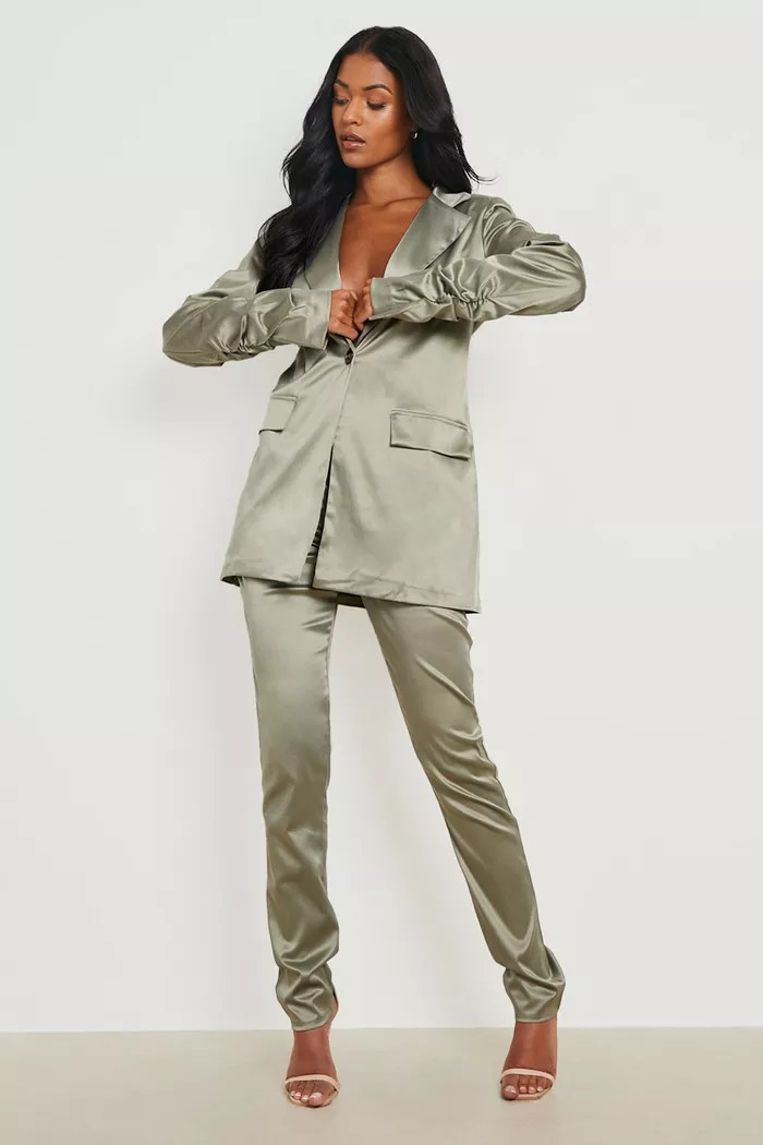 Tall Satin Split Leg Pants | boohoo (US & Canada)