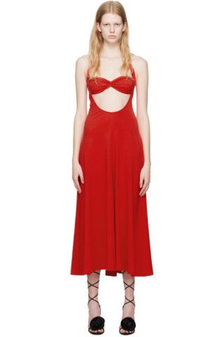 Red Baes Midi Dress | SSENSE