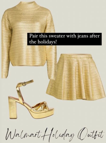 Holiday outfit 
Party outfit 
Gold heels
Walmart fashion 


#LTKunder100 #LTKSeasonal #LTKHoliday