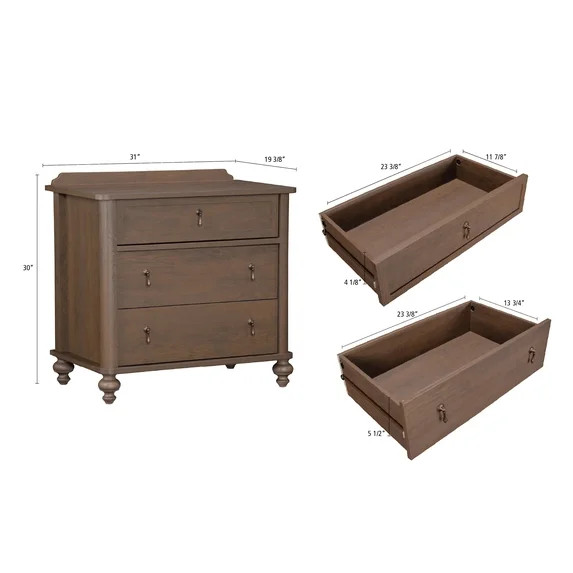 My Texas House Hartwell 3 Drawer Nightstand, Heritage Oak | Walmart (US)