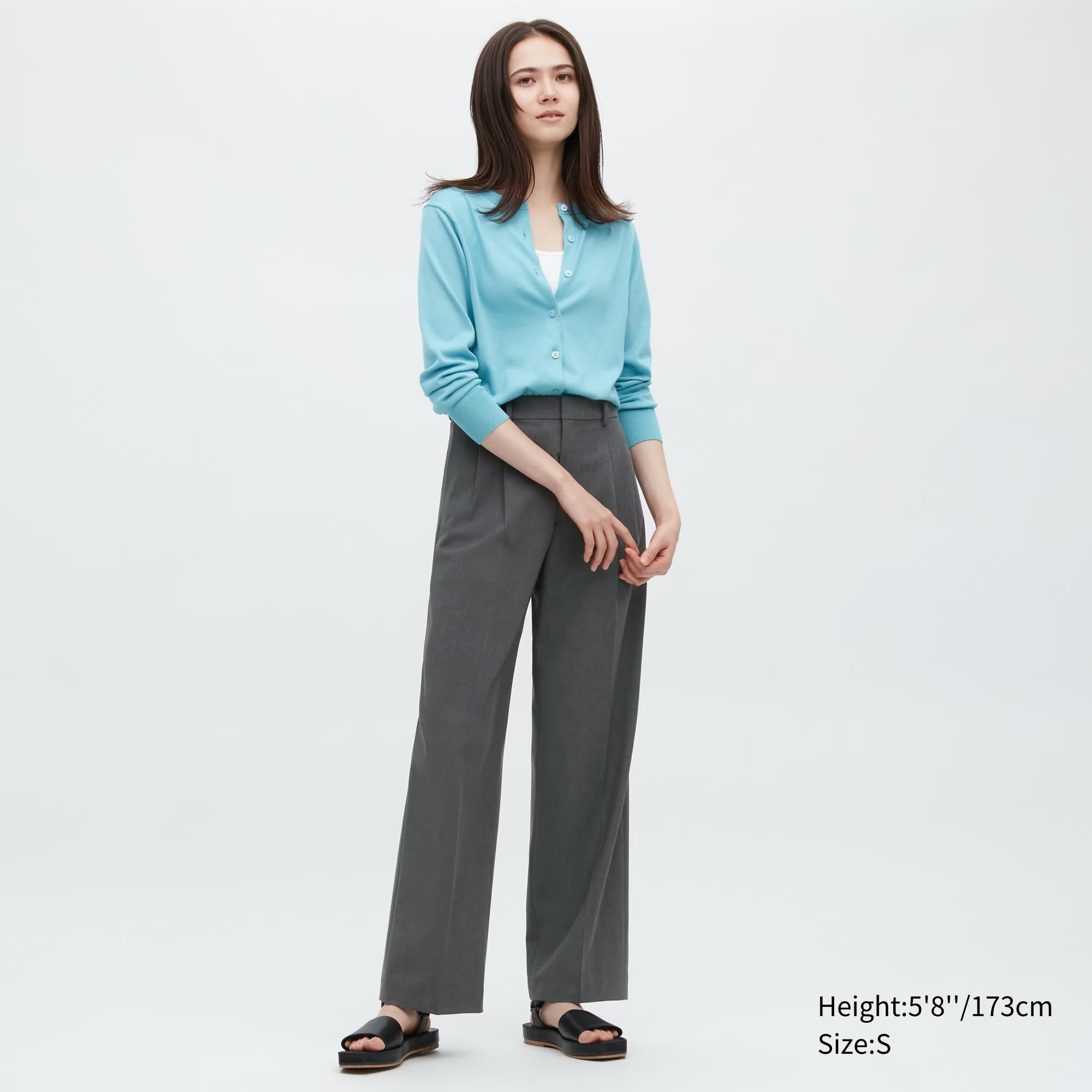 Women's Wide-Fit Pleated Pants (Tall) Gray Small UNIQLO US | UNIQLO (US)