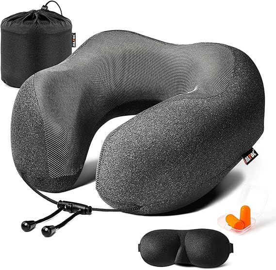 MLVOC Travel Pillow 100% Pure Memory Foam Neck Pillow, Comfortable & Breathable Cover, Machine Wa... | Amazon (US)