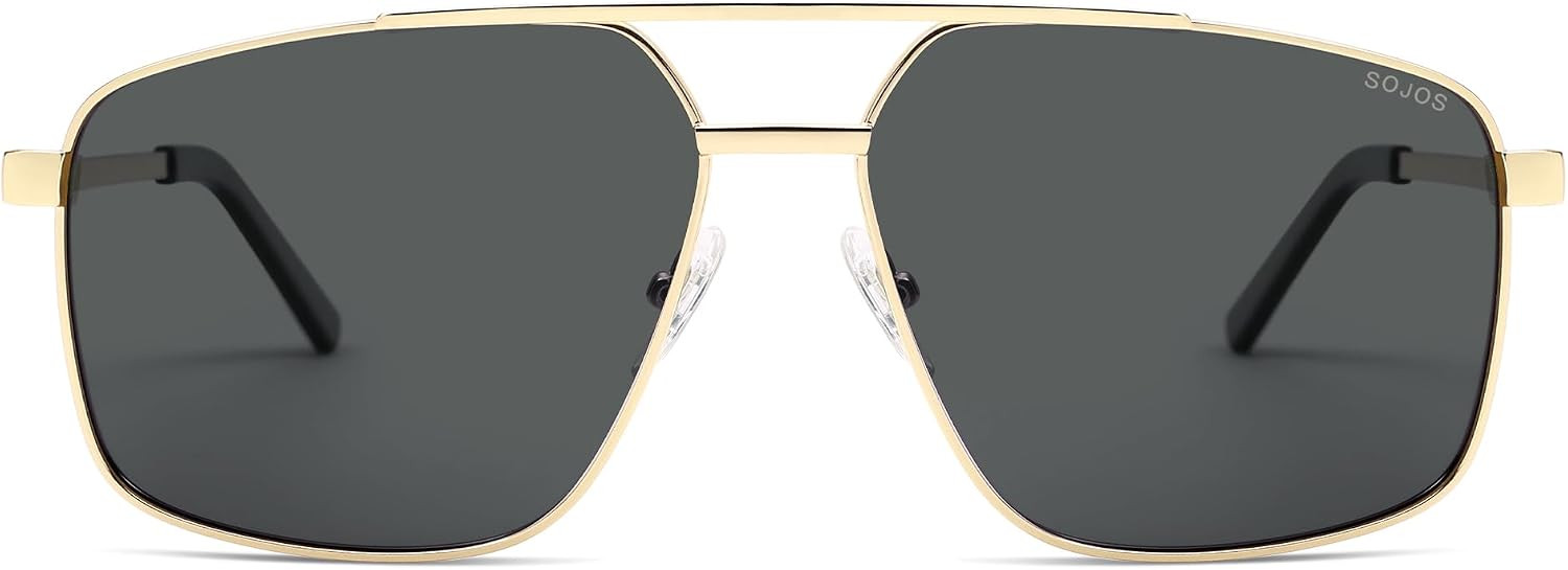 SOJOS Trendy Square Polarized Aviator Sunglasses for Women Men, 80s 90s Retro Vintage Aviators SJ1283 | Amazon (US)