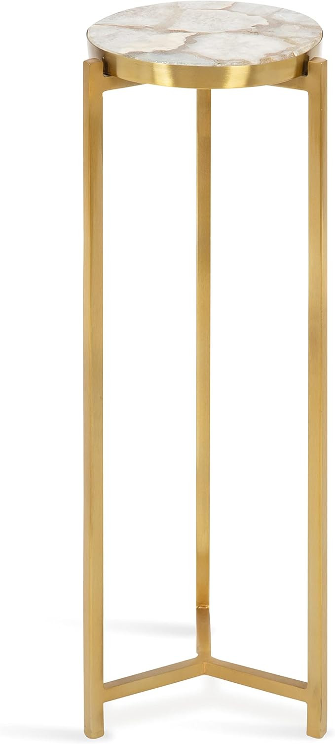 Kate and Laurel Aguilar Modern Drink Table, 8 x 8 x 23, Natural Stone and Gold, Genuine Quartz Ac... | Amazon (US)