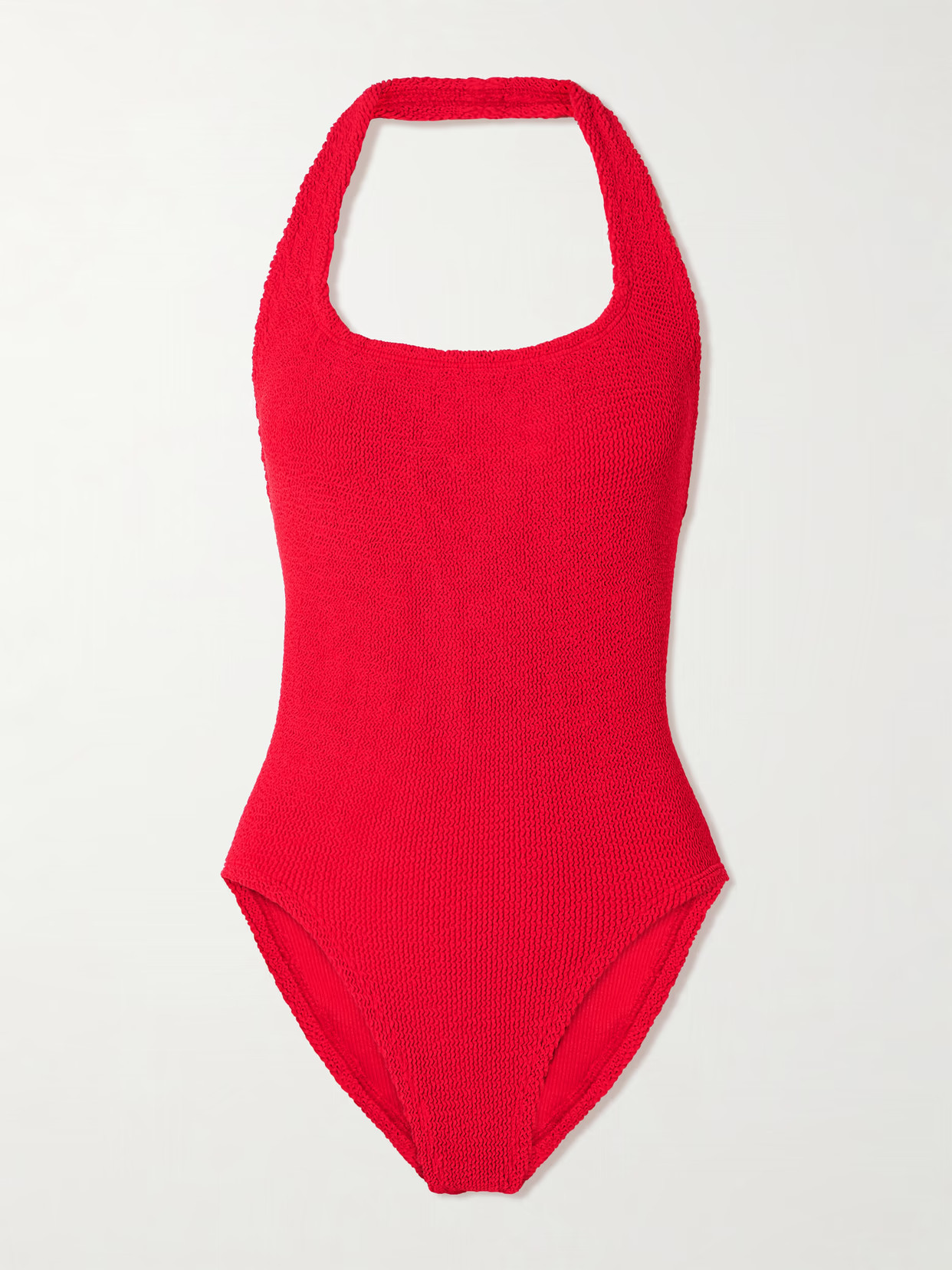 Hunza G - Sandy Original Crinkle Halterneck Swimsuit - Red | NET-A-PORTER (US)