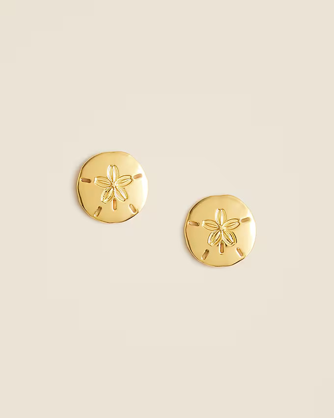Metallic sand dollar stud earrings | J. Crew US